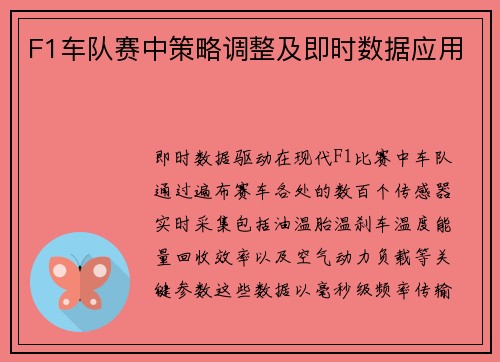 F1车队赛中策略调整及即时数据应用